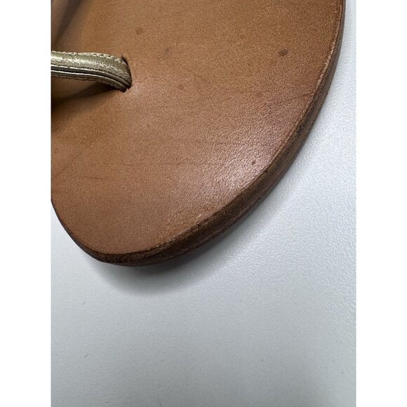 Lily Holt Women's Gold Flip Flop Sandals Size 37 EU 7 US - Picture 7 of 9